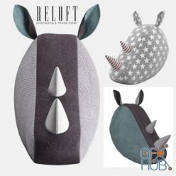 3D model Decorative rhino head fabric SOFTHEADS