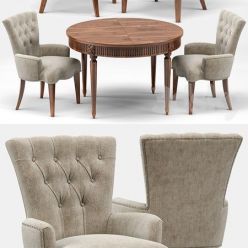 3D model Gustavian Extension Table and Toulouse French Armchair