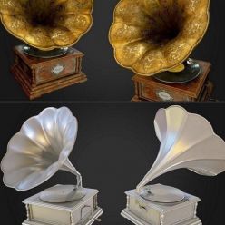 3D model Old Gramophone