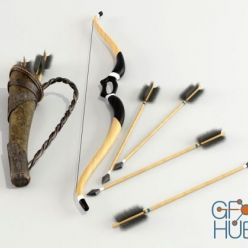 3D model Bow, quiver and arrows