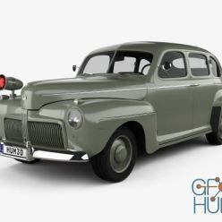 3D model Hum 3D Ford V8 Super Deluxe Tudor Sedan Army Staff Car 1942