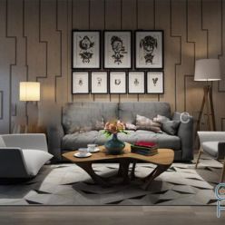 3D model Group of furnishings for the mixed living room 52