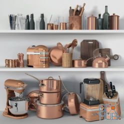 3D model Copper cookware set