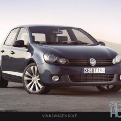 3D model Volkswagen golf car Hi-Poly