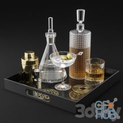 3D model CB2 Barware Coffee Table Decor Set 1