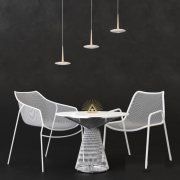3D model Pendant lamps ATTILIO bronze with chair and table Platner