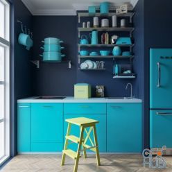 3D model Blue kitchen by IKEA