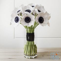 3D model White anemones in a bouquet