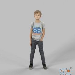 3D model Casual Boy Kid Standing Listening Simon