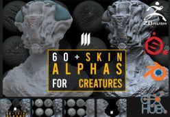 PBR texture ArtStation Marketplace – 60 Skin Alphas For Creatures / Zbrush / Substance Painter / Blender