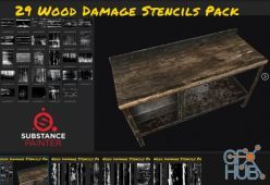 PBR texture ArtStation Marketplace – 29 Wood Damage Stencils Pack