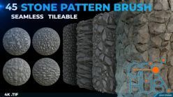 PBR texture ArtStation – 45 Stone Pattern Brush (4k Seamless Tileable .tif)