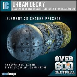PBR texture Gumroad – Urban Decay Shader Pack For Element 3D