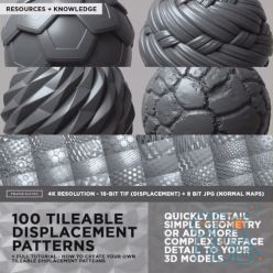 PBR texture Gumroad – COMPLETE PACK – 100 Tileable Displacement/Alpha Patterns