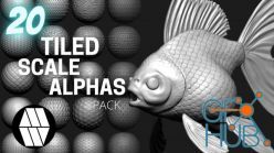 PBR texture ArtStation – 20 Scale Tiled Alphas – Custom made Alphas to use in ZBrush