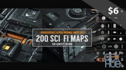 PBR texture ArtStation Marketplace – Hardsurface Alpha/Normal Maps Vol 1: 200 Sci-Fi Maps