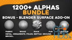 PBR texture ArtStation – 1200+ Alphas Bundle for ZBrush, Bledner. Surface Add-on for Blender.