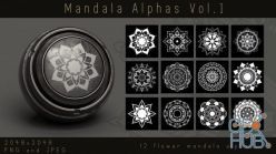 PBR texture ArtStation Marketplace – Ornate Lotus Flower Mandala Alphas – Ornament Alpha pack for Substance, PNG, JPEG
