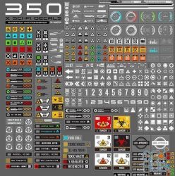 PBR texture 350 sci-fi decal pack (Decal Machine Ready)