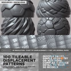 PBR texture ArtStation Marketplace – 100 Tileable Displacement/Alpha Patterns