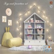 Toys and furniture with garland