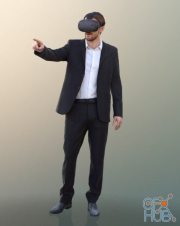 Man in a Suit Wearing VR Headset