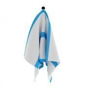 White with blue stripe towel