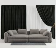 Sofa Jagger by Minotti, curtains and carpet