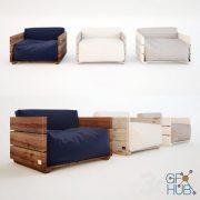 Wood armchair with cushion