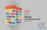 50 Sports Line Multicolor B-G Icons Season II (AI, EPS, JPG, PNG, SVG)