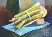 Gumroad – Still life painting with gouache 1 (asparagus)