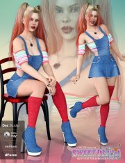 Daz3D, Poser: Sweet Denim Outfit Set for Genesis 8 Female(s)
