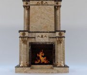 Two-storey fireplace in marble
