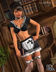 Daz3D, Poser: Sexy Maid Outfit for Genesis 2 Female(s)