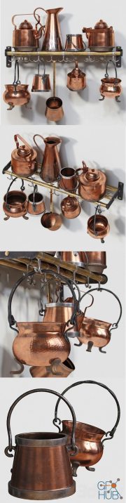 Set of old copper utensils