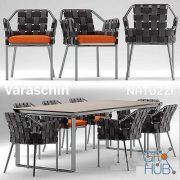 Table Natuzzi and chairs Varaschin Obi