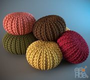 Flocks Urchin Knitted Poufs (max, fbx, obj)