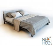 Modern bed with bedclothes