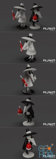 PlaKit Spy Vs Spy Black and White Spy – 3D Print