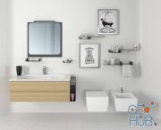 Modern bathroom set with posters