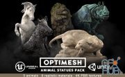 CGTrader – Animal Statues 3D PBR Pack lion puma rhino boar horse Low-poly 3D model