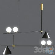 Mid Century Modern 3 Light Chandelier With Cone