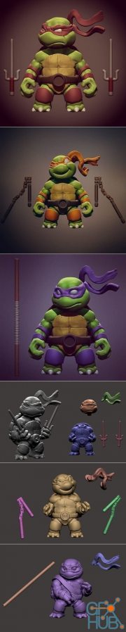 Chibi mutant ninja turtles - Raffa and Mickey and DON – 3D Print