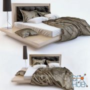 Modern bed with floor lamp