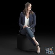 Young business girl sitting (3d-scan)