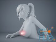 Cartoon girl kneeling – 3D Print