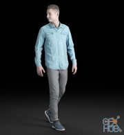 Man in blue denim shirt 3d-scan