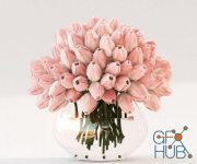 A large bouquet of pink tulips