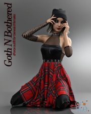 Daz3D, Poser: Goth N Bothered dForce outfit for Genesis 8 Females