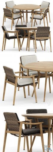Fynn Outdoor chair by Minotti and Ren Dining table C1100